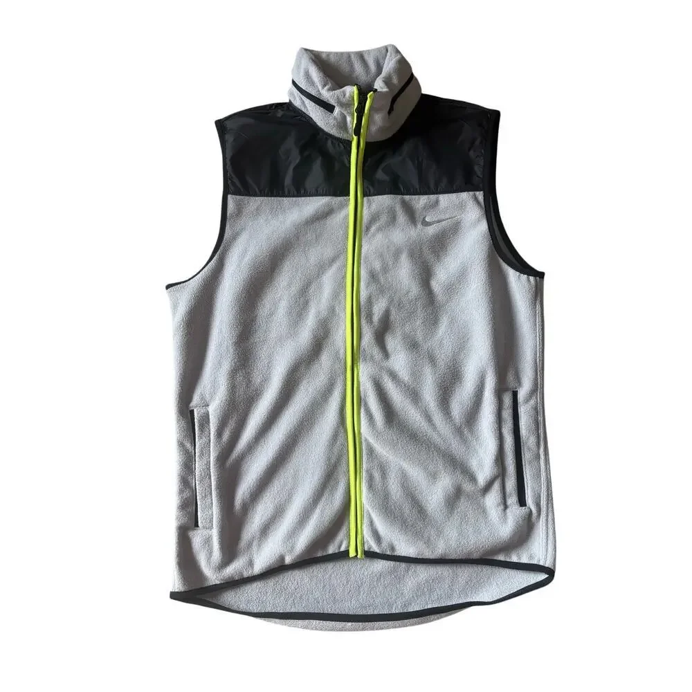 Men's Nike Full‎ Zip Vest zip out hood Large Gray 679418-063